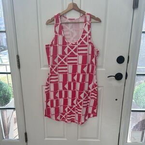 MAHI GOLD Pink and White flag Dress